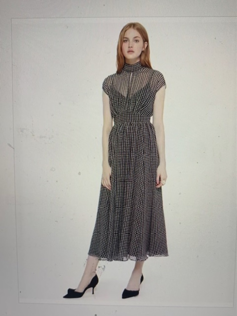 Kate Spade Elegant Chiffon Dress Houndstooth Black & White Women's Size 4 - Picture 2 of 14